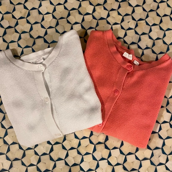 Gap Kids White and Coral Colored Pointelle Knit Cardigans size L(9-10) - Picture 6 of 7